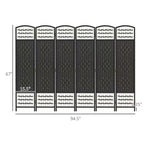 6 Panel Folding Room Divider Portable Privacy Screen Wave Fiber Room Partition for Home Office