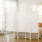 6 Panel Folding Room Divider Portable Privacy Screen Wave Fiber Room Partition for Home Office