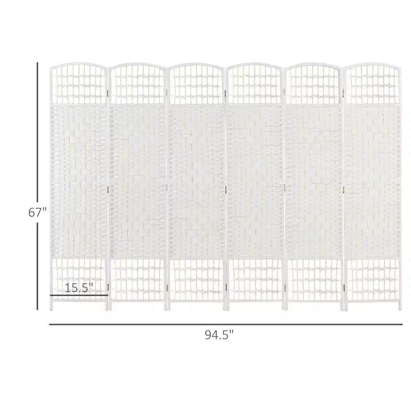 6 Panel Folding Room Divider Portable Privacy Screen Wave Fiber Room Partition for Home Office