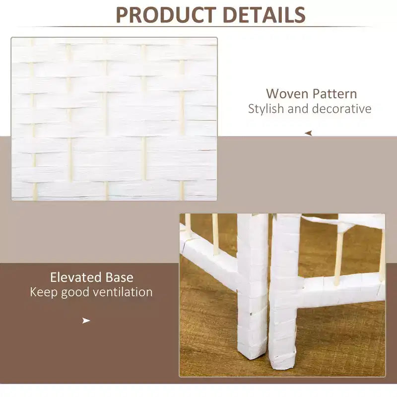 6 Panel Folding Room Divider Portable Privacy Screen Wave Fiber Room Partition for Home Office