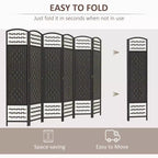 6 Panel Folding Room Divider Portable Privacy Screen Wave Fiber Room Partition for Home Office