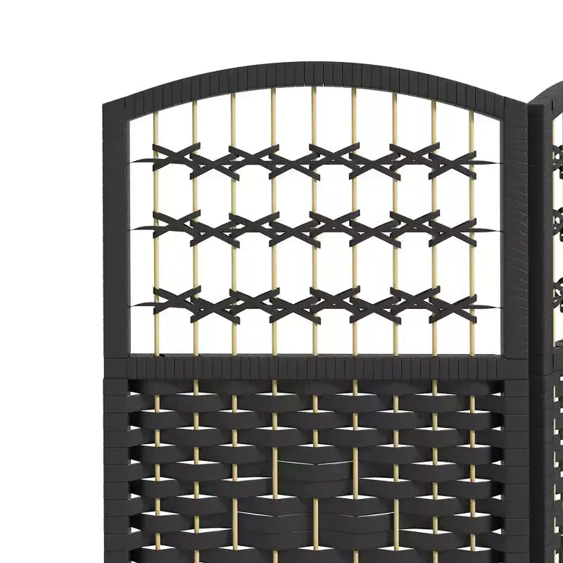 6 Panel Folding Room Divider Portable Privacy Screen Wave Fiber Room Partition for Home Office