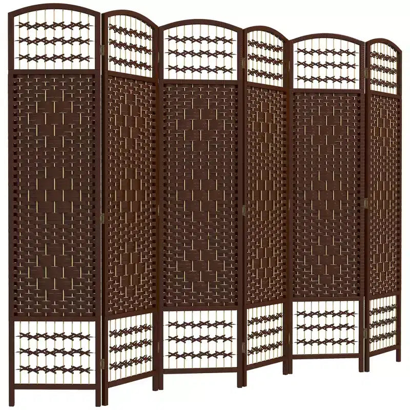 6 Panel Folding Room Divider Portable Privacy Screen Wave Fiber Room Partition for Home Office