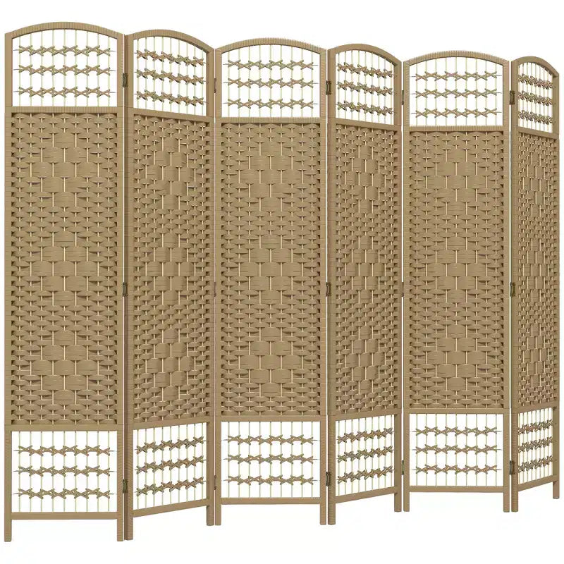 6 Panel Folding Room Divider Portable Privacy Screen Wave Fiber Room Partition for Home Office