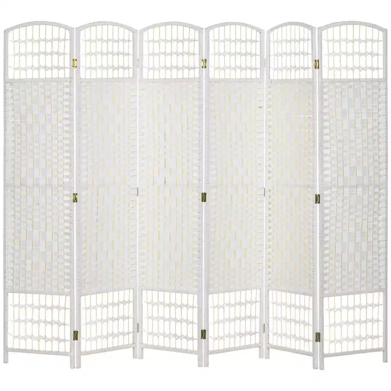 6 Panel Folding Room Divider Portable Privacy Screen Wave Fiber Room Partition for Home Office