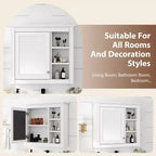28 Medicine Cabinet, Wall Mounted Bathroom Storage Cabinet with Mirror 3 Open Shelves Modern White