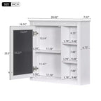 28 Medicine Cabinet, Wall Mounted Bathroom Storage Cabinet with Mirror 3 Open Shelves Modern White