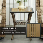 3 Piece Outdoor Bistro Set, Wicker Small Patio Furniture Set with Swivel Glider Chairs for Balcony, Porch
