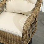 3 Piece Outdoor Bistro Set, Wicker Small Patio Furniture Set with Swivel Glider Chairs for Balcony, Porch