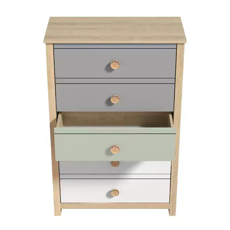 5-Drawer Chest with Mixed Color Fronts in Oslo Oak 30.7 W x 15.7 D x 46.2 H