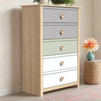 5-Drawer Chest with Mixed Color Fronts in Oslo Oak 30.7 W x 15.7 D x 46.2 H
