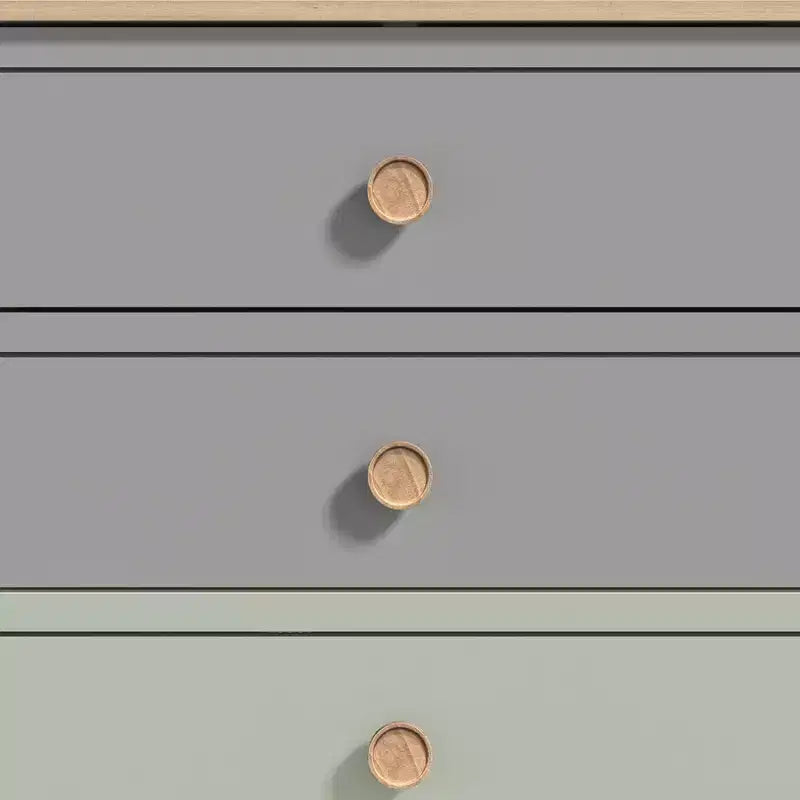 5-Drawer Chest with Mixed Color Fronts in Oslo Oak 30.7 W x 15.7 D x 46.2 H