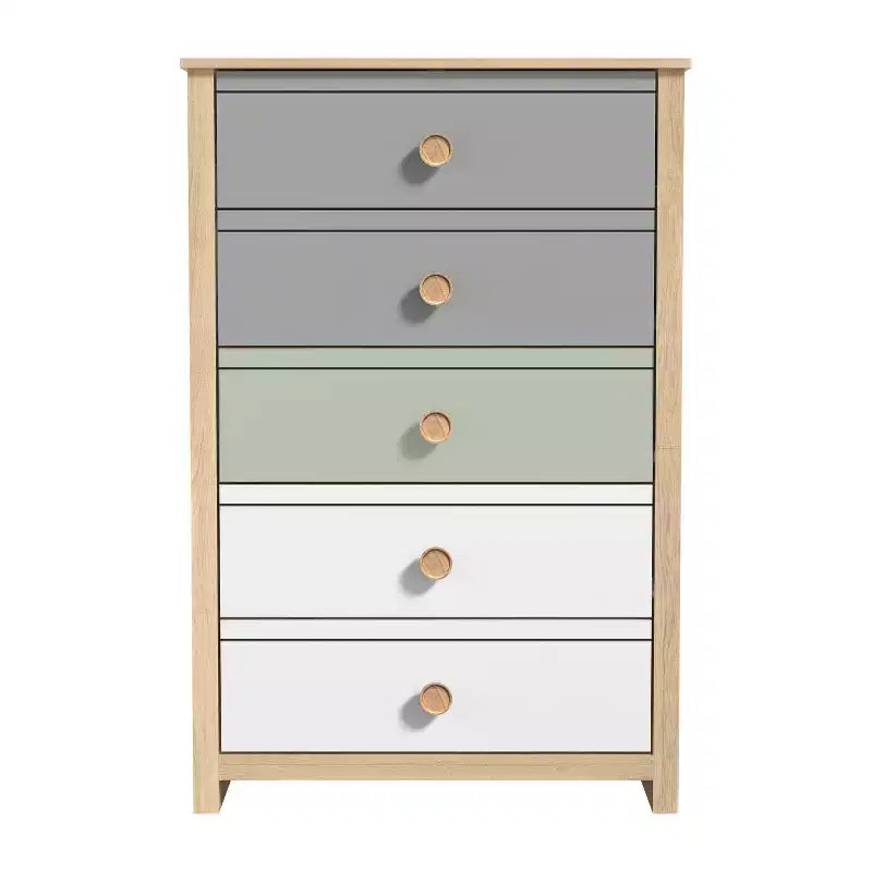 5-Drawer Chest with Mixed Color Fronts in Oslo Oak 30.7 W x 15.7 D x 46.2 H