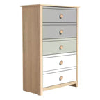 5-Drawer Chest with Mixed Color Fronts in Oslo Oak 30.7 W x 15.7 D x 46.2 H