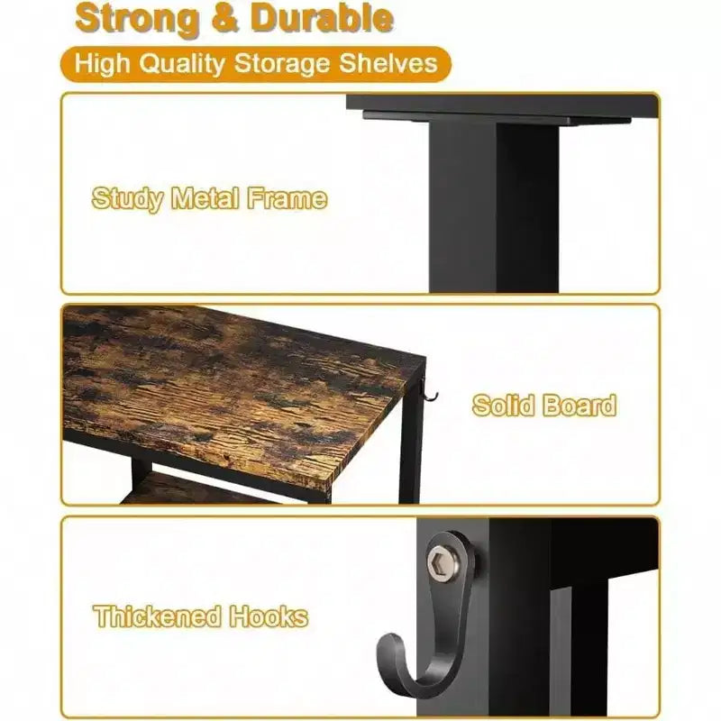 4 - Tier Kitchen Microwave Oven Stand Adjustable Coffee Bar Station Small Appliance Baker's Rack with 4 Hooks 5 Storage