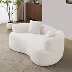 66.93Modern Upholstered Teddy Velvet Curved Loveseat Sofa for Small Spaces & Apartments, No Assembly Required