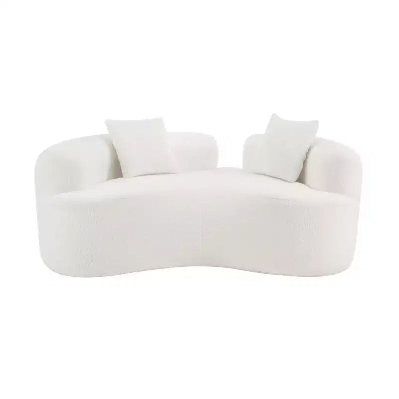 66.93Modern Upholstered Teddy Velvet Curved Loveseat Sofa for Small Spaces & Apartments, No Assembly Required