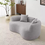 66.93Modern Upholstered Teddy Velvet Curved Loveseat Sofa for Small Spaces & Apartments, No Assembly Required