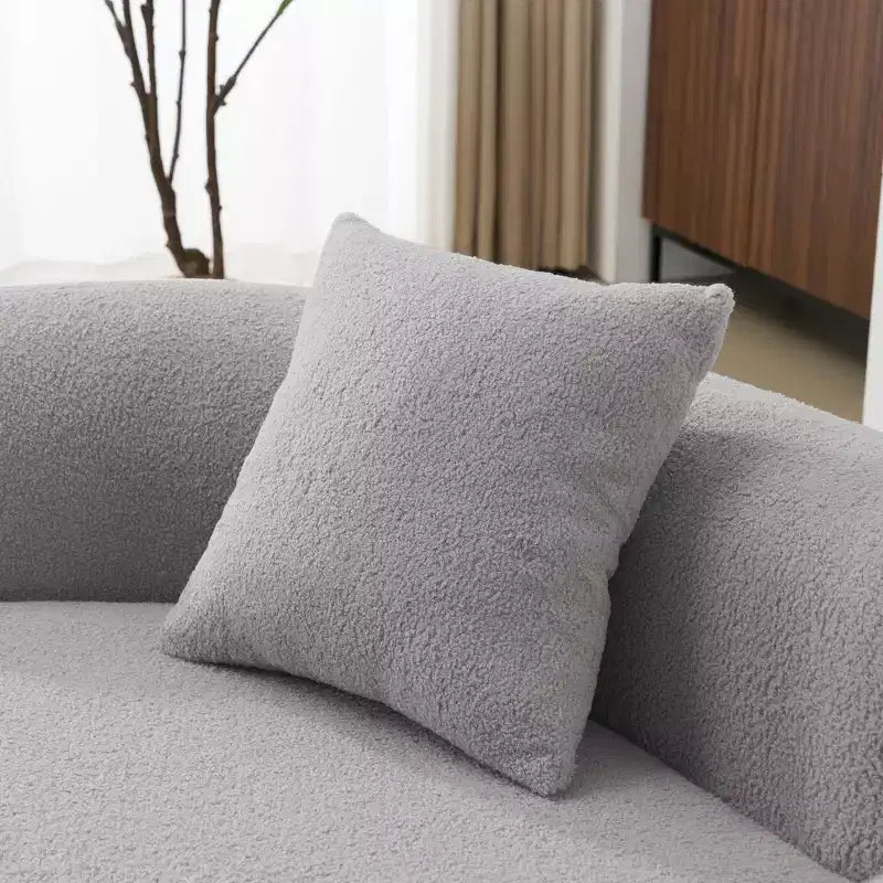 66.93Modern Upholstered Teddy Velvet Curved Loveseat Sofa for Small Spaces & Apartments, No Assembly Required