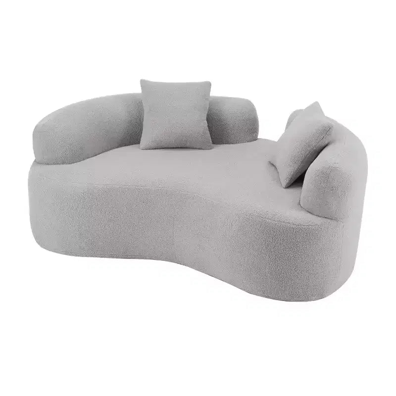 66.93Modern Upholstered Teddy Velvet Curved Loveseat Sofa for Small Spaces & Apartments, No Assembly Required