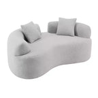 66.93Modern Upholstered Teddy Velvet Curved Loveseat Sofa for Small Spaces & Apartments, No Assembly Required