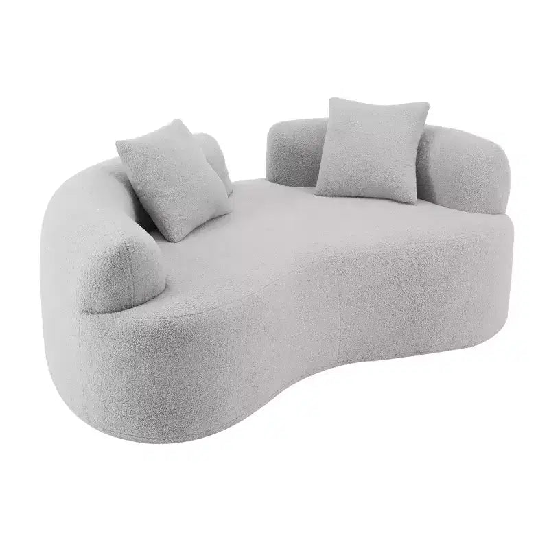 66.93Modern Upholstered Teddy Velvet Curved Loveseat Sofa for Small Spaces & Apartments, No Assembly Required