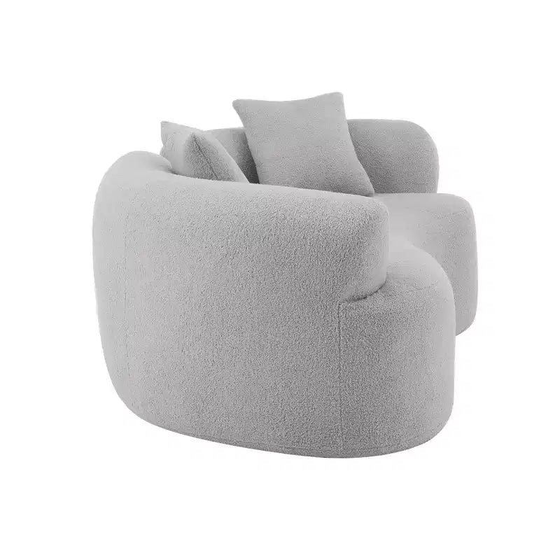 66.93Modern Upholstered Teddy Velvet Curved Loveseat Sofa for Small Spaces & Apartments, No Assembly Required