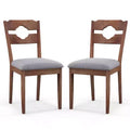 Costway Set of 2 Dining Chair w/ Padded Seat High Back Rubber Wood Frame Kitchen Chairs