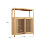 Large Capacity Bamboo Storage Cabinet with Double Doors, Open Shelf
