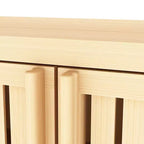 Large Capacity Bamboo Storage Cabinet with Double Doors, Open Shelf