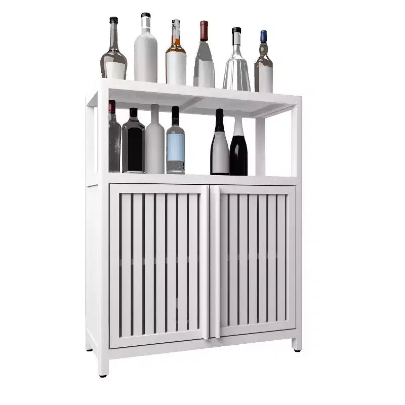 Large Capacity Bamboo Storage Cabinet with Double Doors, Open Shelf