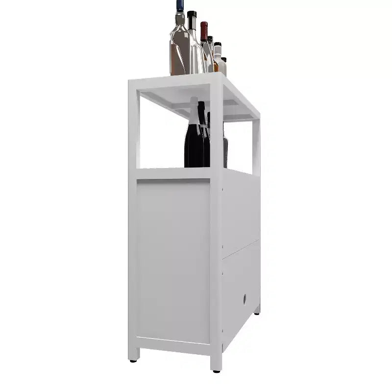 Large Capacity Bamboo Storage Cabinet with Double Doors, Open Shelf