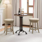 24 Swivel Bar Stools Set of 2 Round Counter Height Barstools w/ Wooden Frame