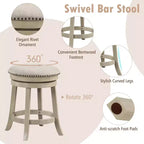 24 Swivel Bar Stools Set of 2 Round Counter Height Barstools w/ Wooden Frame