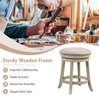 24 Swivel Bar Stools Set of 2 Round Counter Height Barstools w/ Wooden Frame