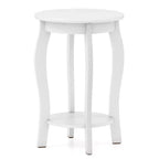 2-Tier Round End Table Narrow Sofa Side Nightstand w/ Storage Shelf & Wood Legs