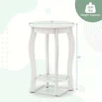 2-Tier Round End Table Narrow Sofa Side Nightstand w/ Storage Shelf & Wood Legs
