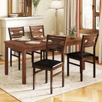Dining Chair Set of 2 w/ Rubber Wood Frame Padded Seat Curved Backrest