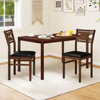 Dining Chair Set of 2 w/ Rubber Wood Frame Padded Seat Curved Backrest