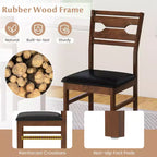 Dining Chair Set of 2 w/ Rubber Wood Frame Padded Seat Curved Backrest
