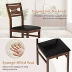 Dining Chair Set of 2 w/ Rubber Wood Frame Padded Seat Curved Backrest