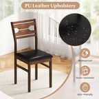 Dining Chair Set of 2 w/ Rubber Wood Frame Padded Seat Curved Backrest