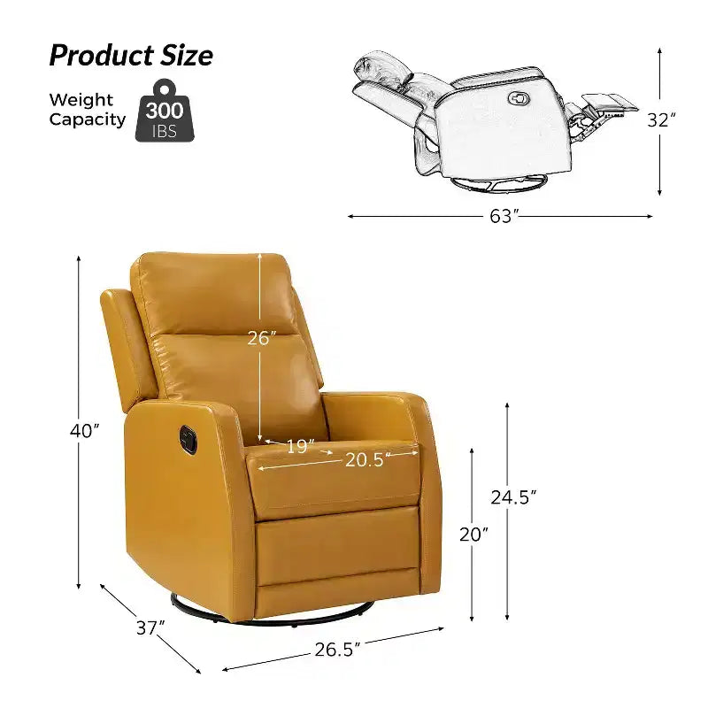 Coral Swivel Recliner with Metal Base Set of 2