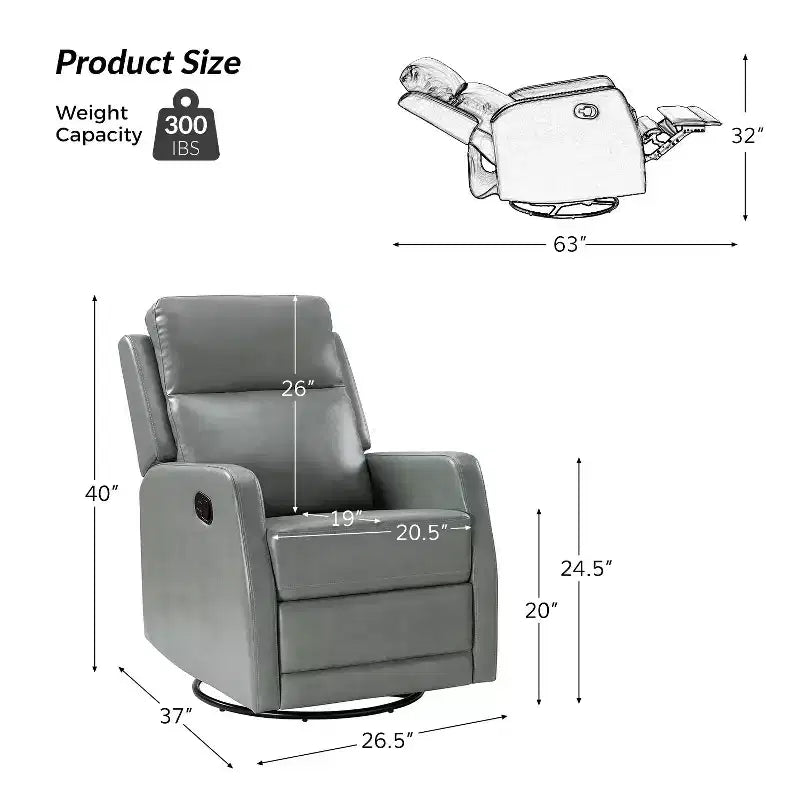 Coral Swivel Recliner with Metal Base Set of 2