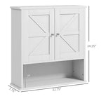 Farmhouse Bathroom Medicine Cabinet, Wall Cabinet with Barn Doors and Adjustable Shelf for Laundry Room
