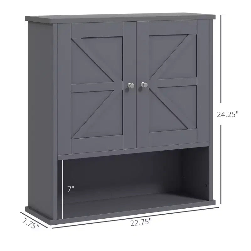 Farmhouse Bathroom Medicine Cabinet, Wall Cabinet with Barn Doors and Adjustable Shelf for Laundry Room