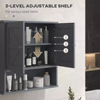 Farmhouse Bathroom Medicine Cabinet, Wall Cabinet with Barn Doors and Adjustable Shelf for Laundry Room