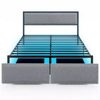 Costway Queen Size Bed Frame w/ 2 Storage Drawers LED Lights Slats Support Modern