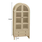 70.28in Tall Arched Kitchen Storage Display Cabinet, Farmhouse Pantry with Adjustable Shelves, Versatile Cupboard for Dining Room Living Room