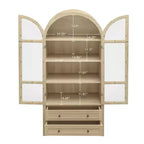 70.28in Tall Arched Kitchen Storage Display Cabinet, Farmhouse Pantry with Adjustable Shelves, Versatile Cupboard for Dining Room Living Room